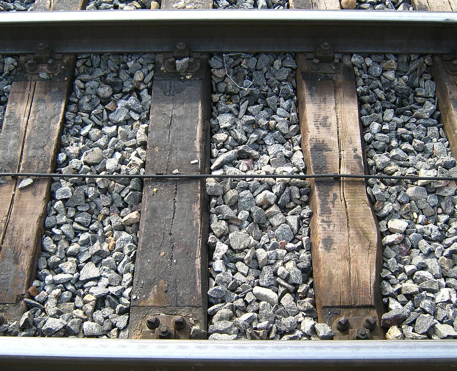rails, stones, section, bohlen, cable, railway, solid, no people HD wallpaper