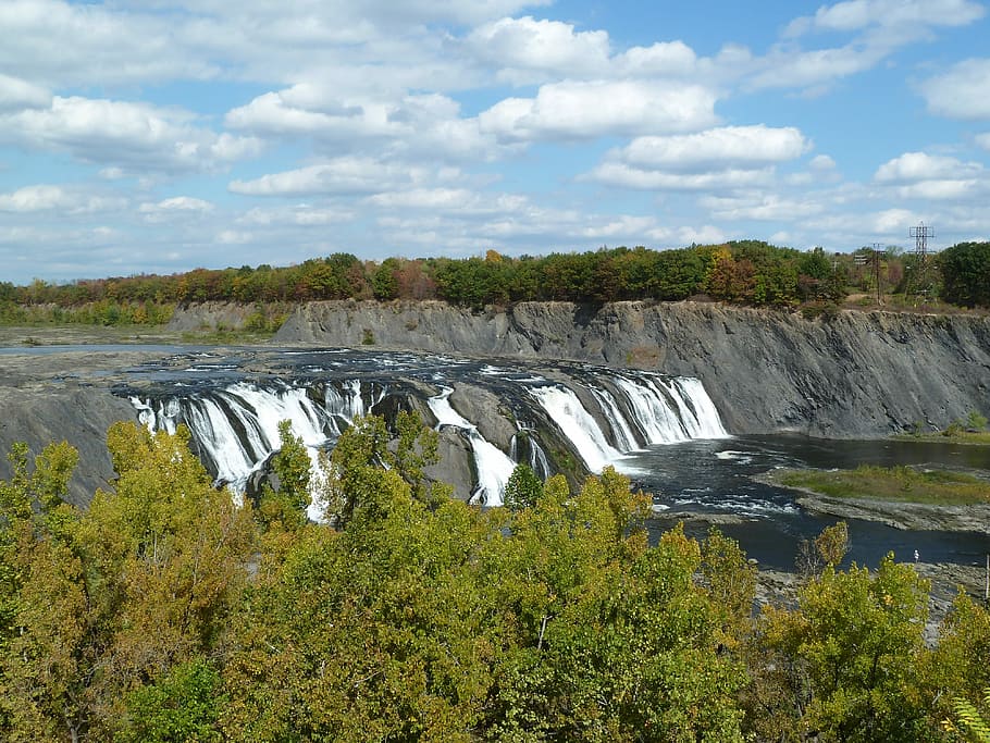 Waterfall, Nature, Albany, cloud - sky, river, day, plant, scenics - nature HD wallpaper
