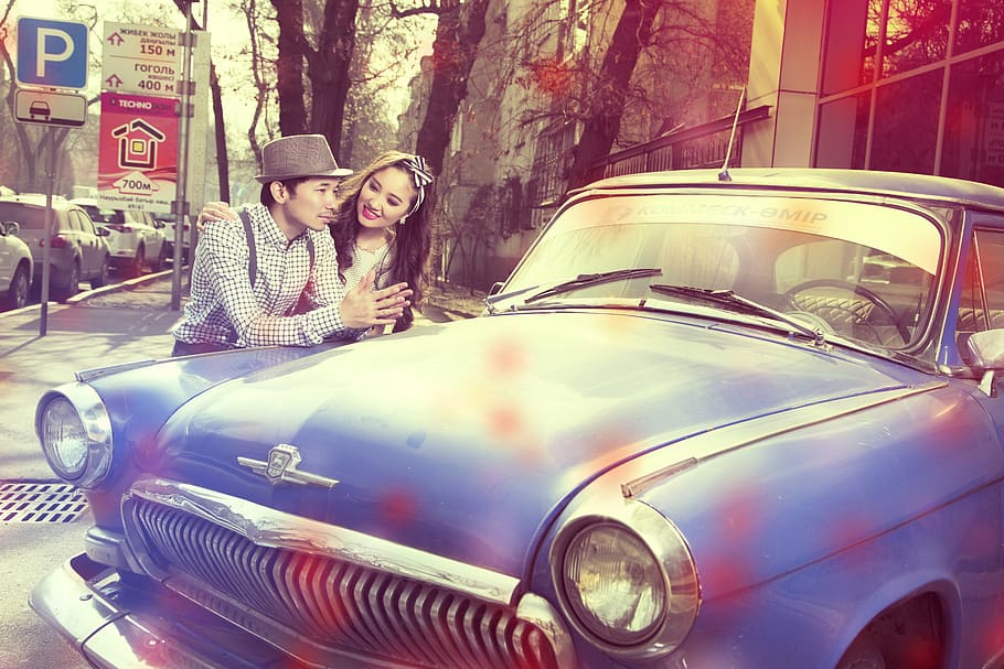 retro, machine, volga, love, two pairs, the ussr, car, retro Styled HD wallpaper