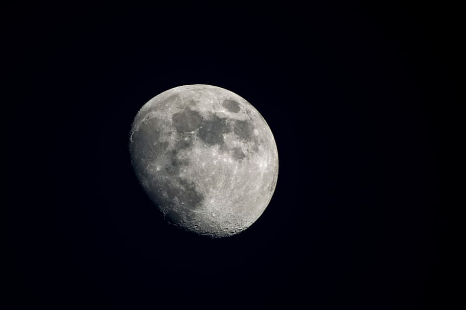 quarter moon in night sky, moon phase, planet, black, crater HD wallpaper
