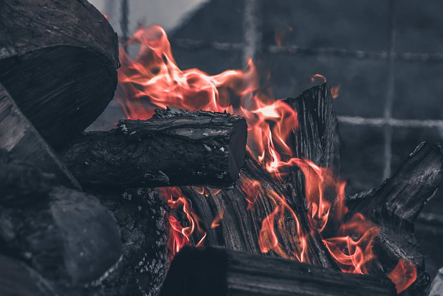 Autumn Fire, closeup photo of burning wood, flame, log, heat - temperature HD wallpaper