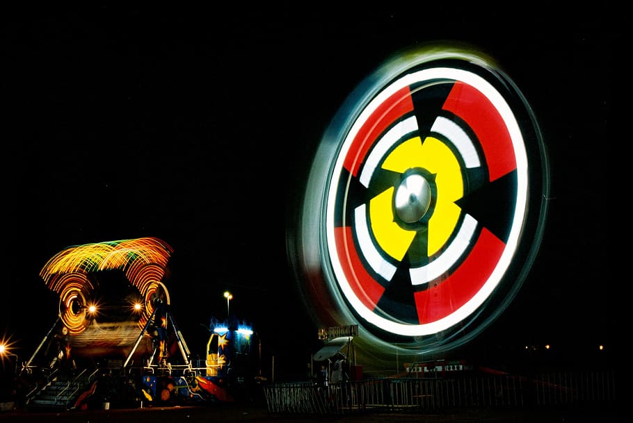 ferris wheel, park, fun, night, illuminated, no people, circle HD wallpaper