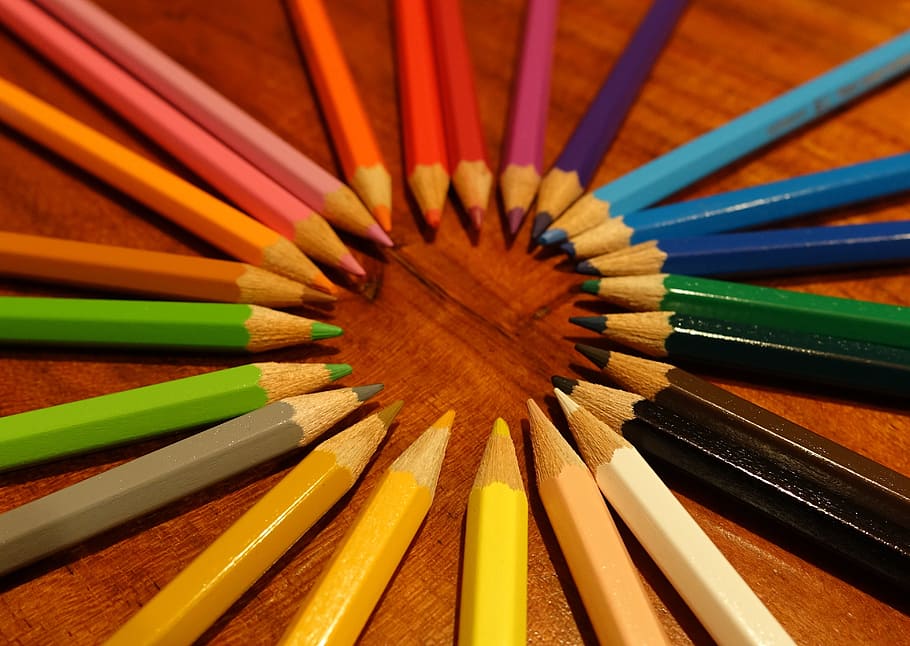 Colorful, Colored Pencils, Pens, pointed, draw, different colored crayons, HD wallpaper
