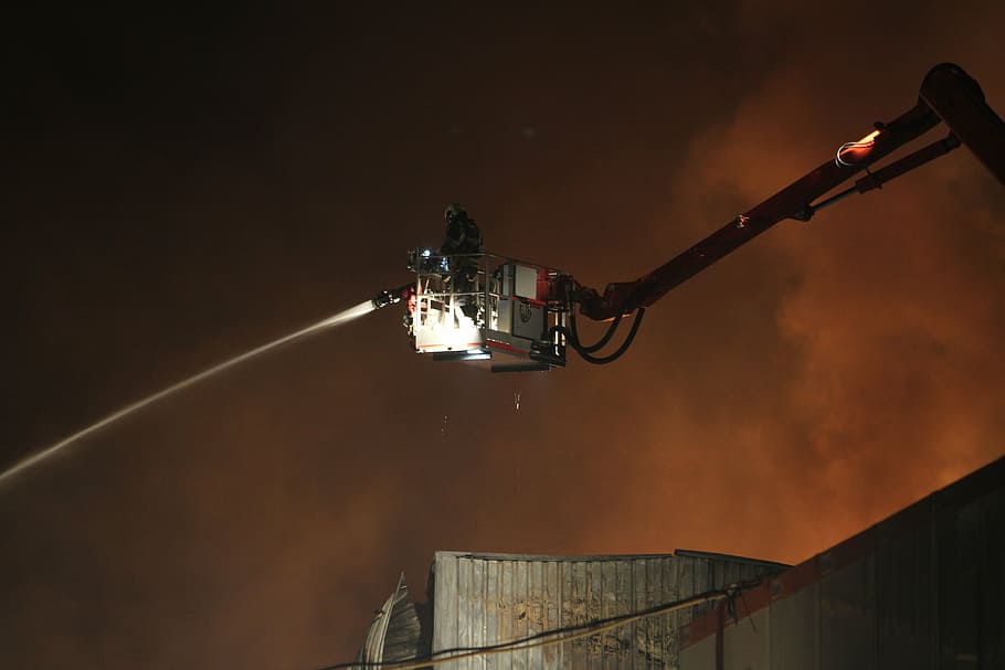 fire department, helmet, illuminated, sky, nature, transportation HD wallpaper