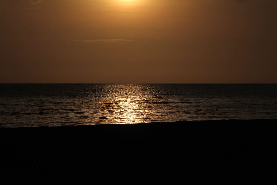 beach, sun, sea, sundown, tropical, nature, relaxation, water HD wallpaper