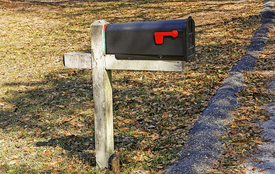 mailbox, old mailbox post, postal service, outdoors, day, no people