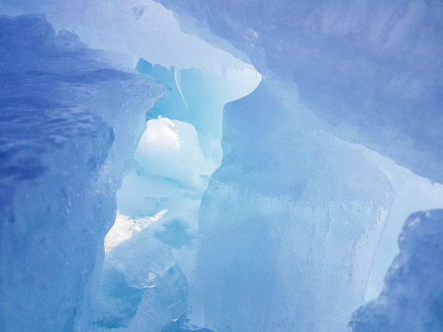 close-up photo ice blocks, winter, the ice cave, icecave ice