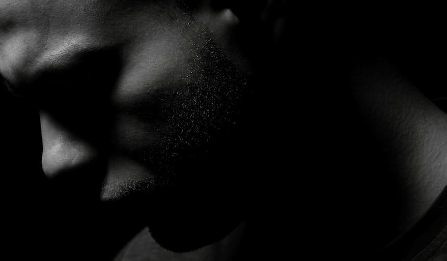 grayscale photo of man, model, male, overview, exposure, contact HD wallpaper