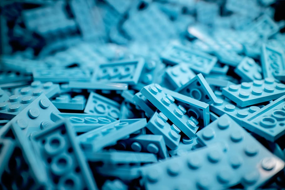 white plastic building block toy lot, fun, games, blue, lego HD wallpaper