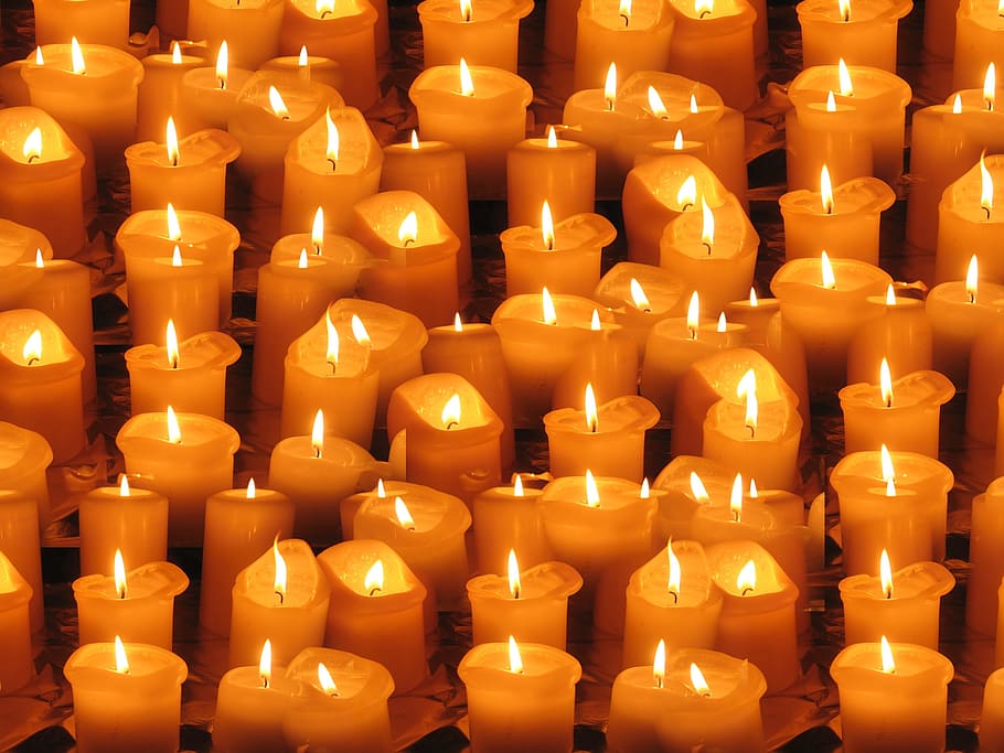 Group of Candle Lightened, burning, candles, CC0, flame, lights HD wallpaper