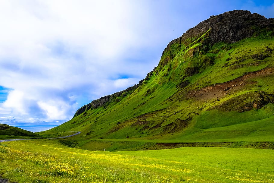 road, landscape, nature, sky, blue sky, clouds, countryside, daylight HD wallpaper