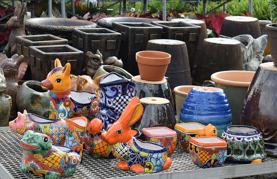 Colorful, Ceramic, Pots, Animals, Painted, colorful ceramic pots HD wallpaper