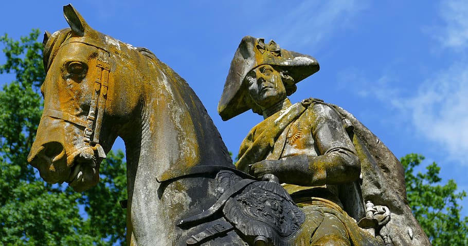 potsdam, equestrian statue, park, horse, old fritz, monument, HD wallpaper