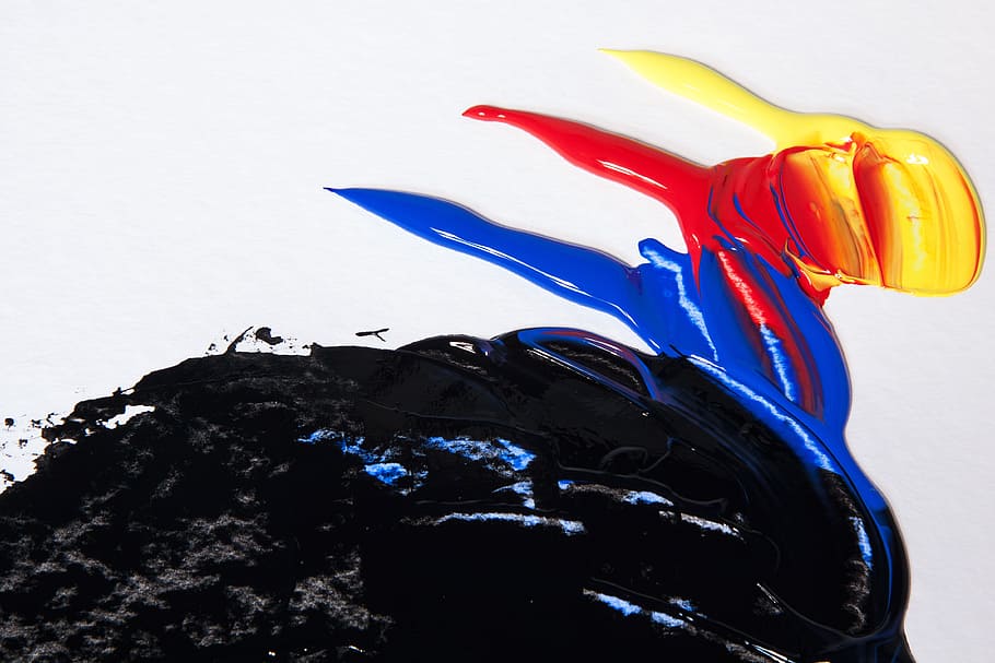 black paint, acrylic paints, color, color mixing, colorful, plastic dispersion