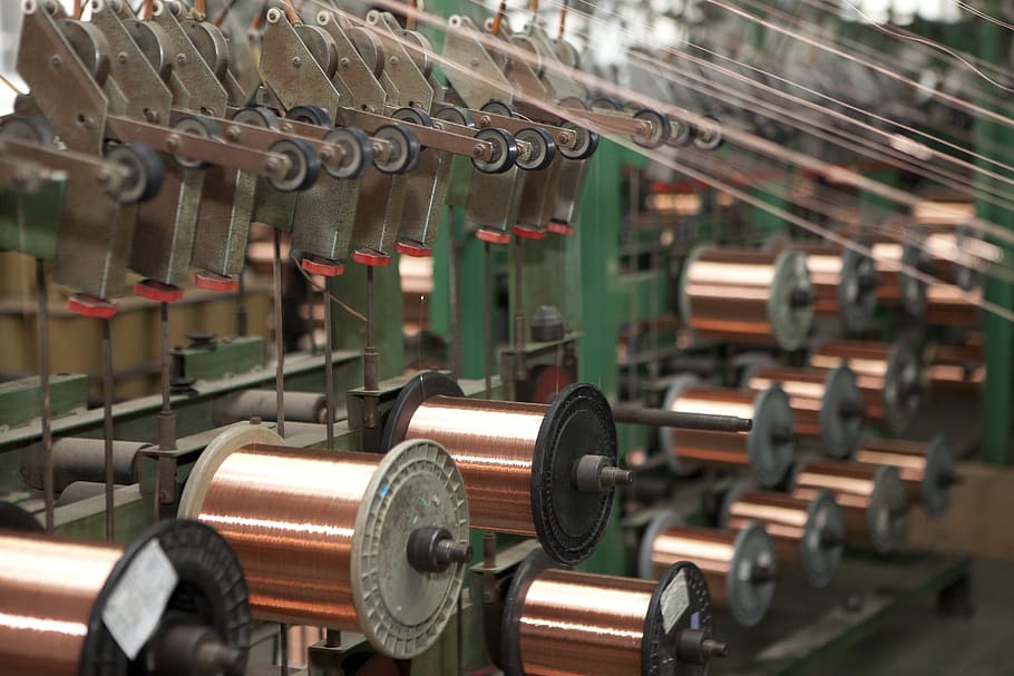 cable, wire, bare copper wire, factory, metal, in a row, weapon HD wallpaper