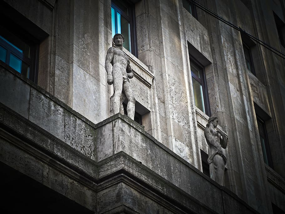 facade, sculpture, architecture, historically, statue, house facade HD wallpaper