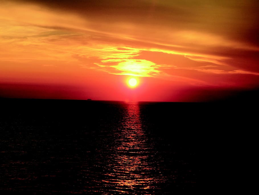 corsican, sunset, ocean, sky, beauty in nature, water, cloud - sky HD wallpaper