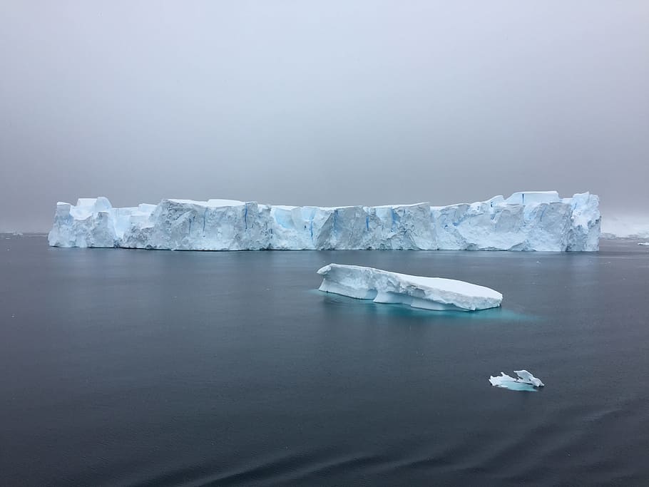 Landscape Photography of Glacier on Ocean, clouds, cold, environment HD wallpaper