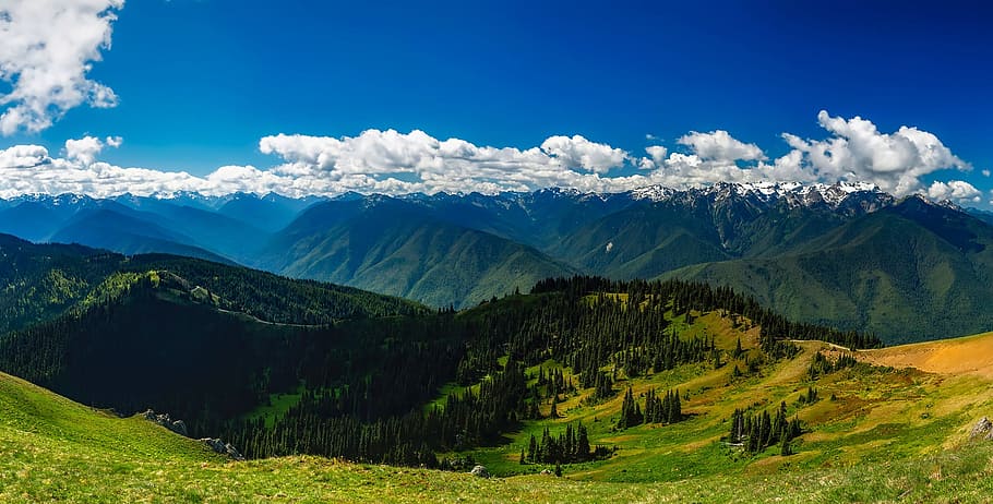 mountain range, washington, landscape, sky, clouds, scenic HD wallpaper