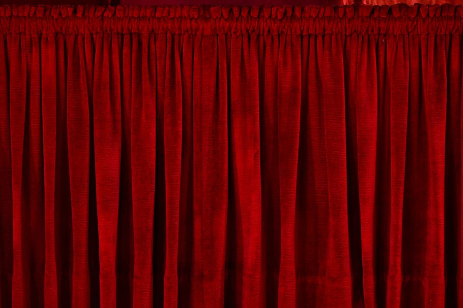 HD wallpaper: closeup photo of red rod pocket curtain, red curtain
