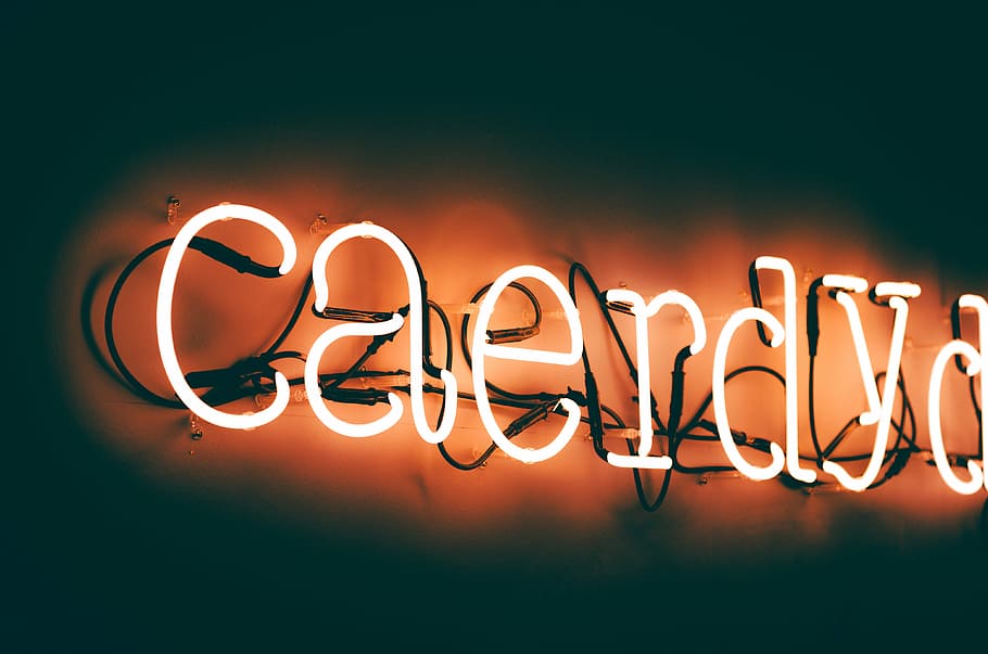 turned on brown caerdyd neon sign, shallow focus photography of red light HD wallpaper