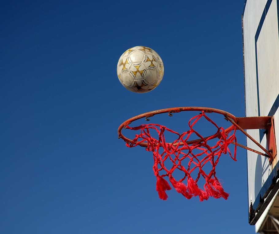 basketball, sport, low angle view, sky, blue, no people, nature, HD wallpaper