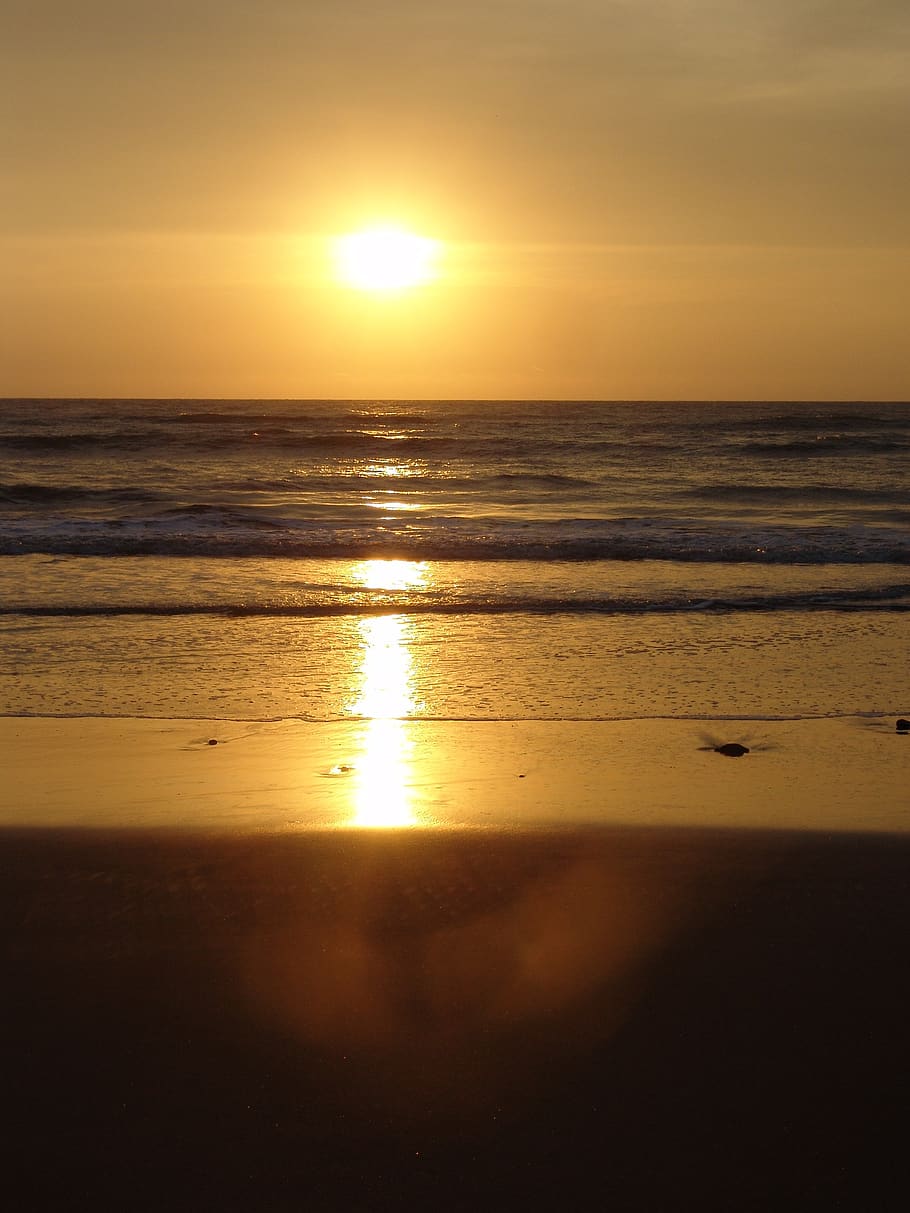 sunset, beach, landscape, sky, water, sea, scenics - nature HD wallpaper