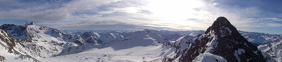 panorama, tyrol, mountain, snow, wintry, nature, mountains HD wallpaper