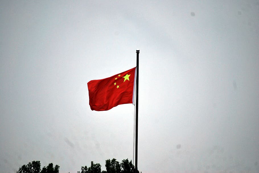 red and yellow flag, China, Chinese, Asia, Country, national