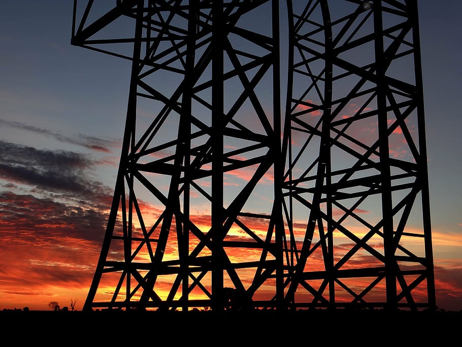 structure, metal, sky, sunset, silhouette, built structure HD wallpaper