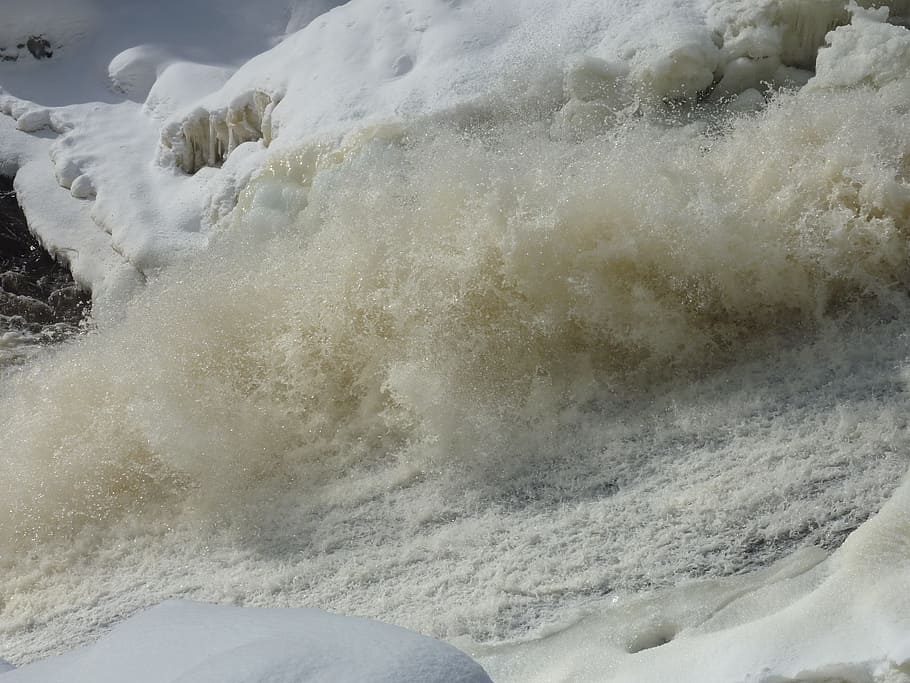 Waterfall, Winter, River, Snow, Mountain, cold, stream, frozen HD wallpaper