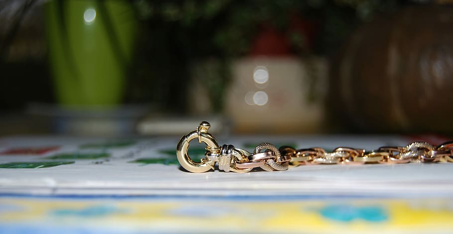Jewelry, Gold, Hook, Chain, particular, selective focus, no people, HD wallpaper