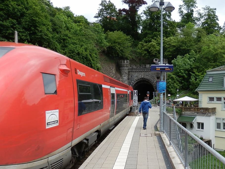 train, platform, railway, tunnel, eisenbahtunnel, transportation HD wallpaper