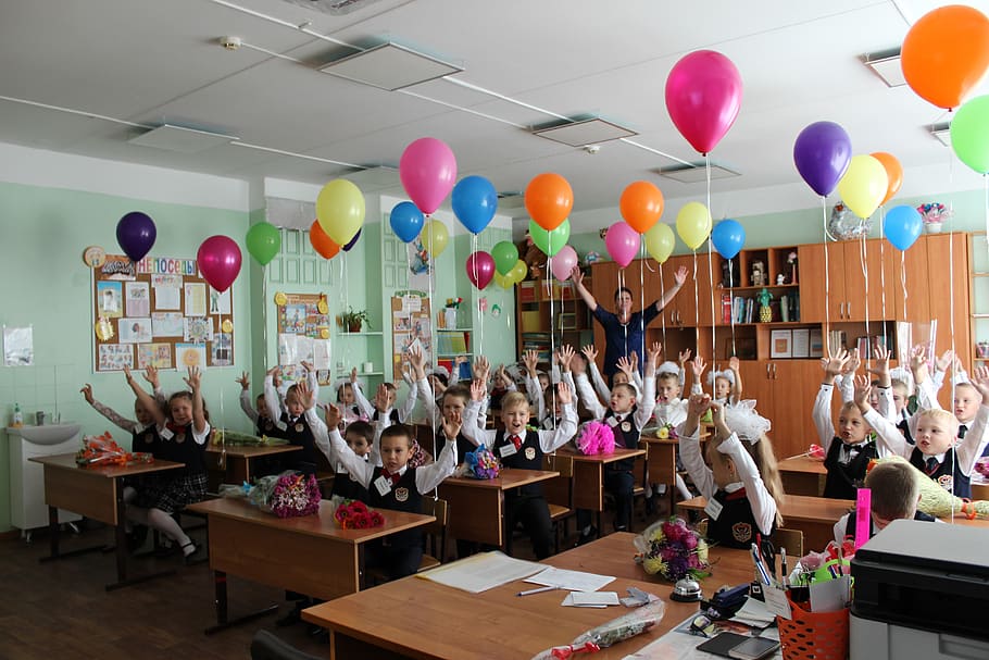 day, knowledge, first, sep, school, the first, class, balloon HD wallpaper