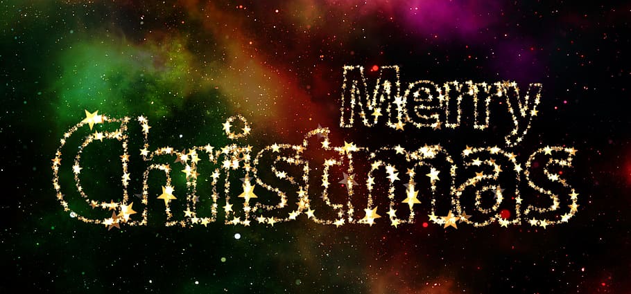 merry christmas galaxy text, letters, abc, star, festive, decoration, HD wallpaper