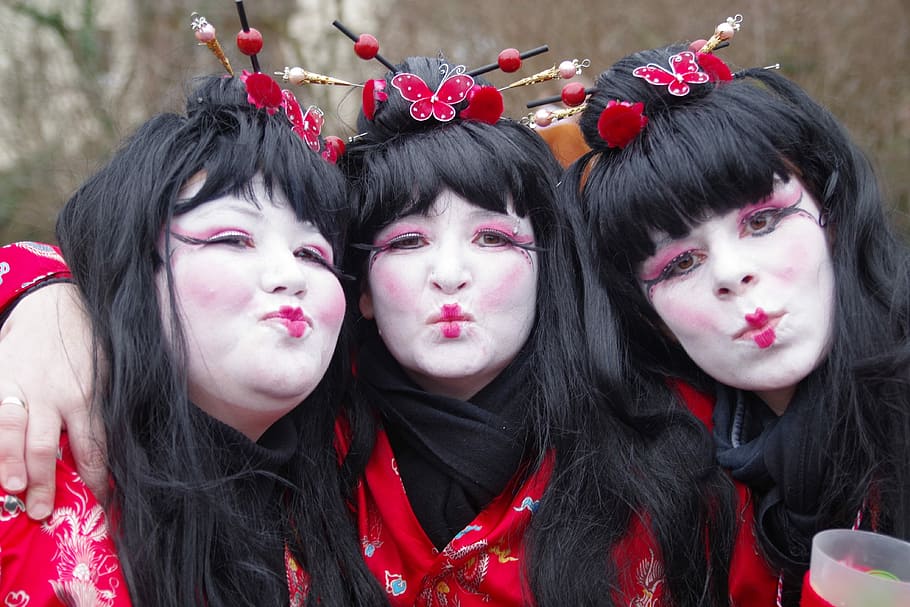 Carnival, Mask, red, front view, beauty, outdoors, headshot HD wallpaper