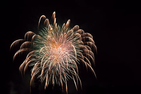 fireworks display, rocket, night, lights, sylvester, explosion HD wallpaper