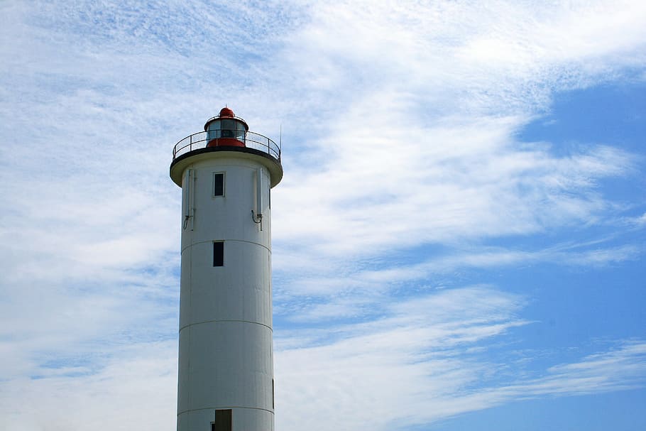 Lighthouse, Nautical, Beacon, Tall, warning, clouds, sky, landmark HD wallpaper