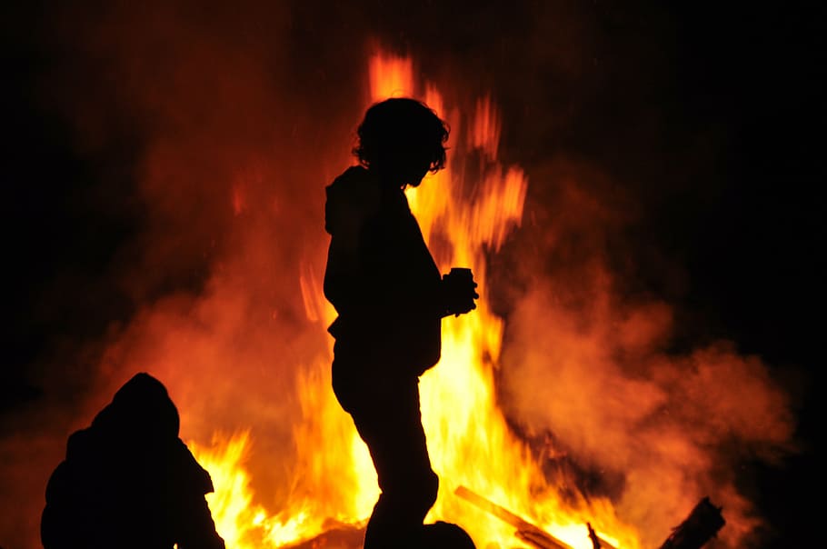 fire, easter bonfire, vårbrasa, heat - temperature, warning sign HD wallpaper
