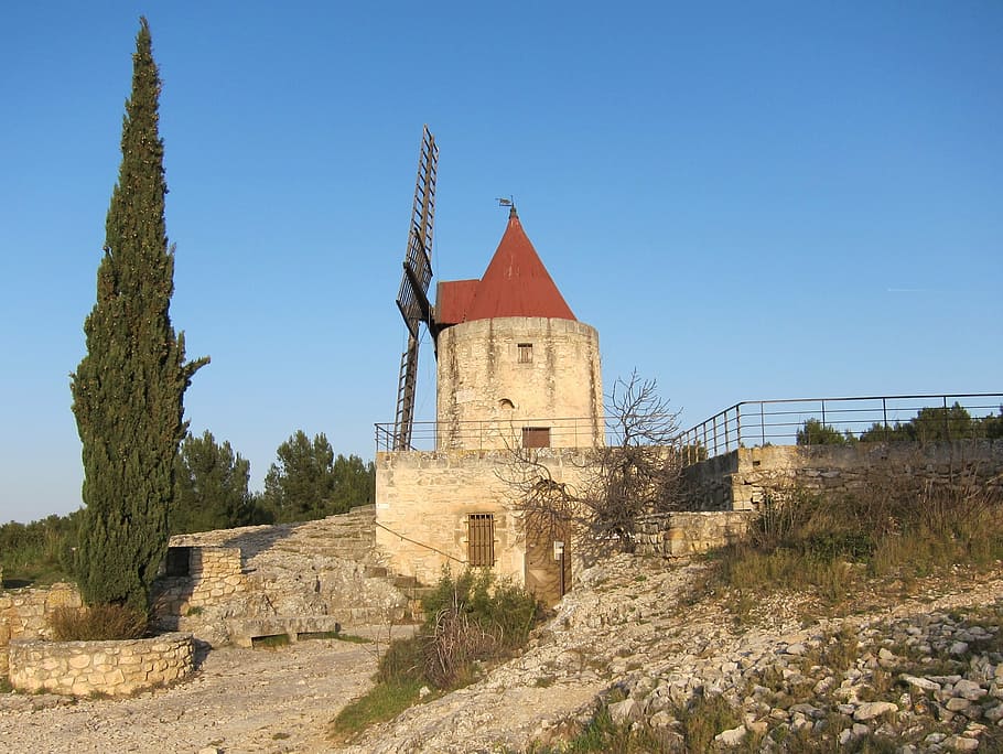 provence, mill, daudet, built structure, architecture, sky HD wallpaper