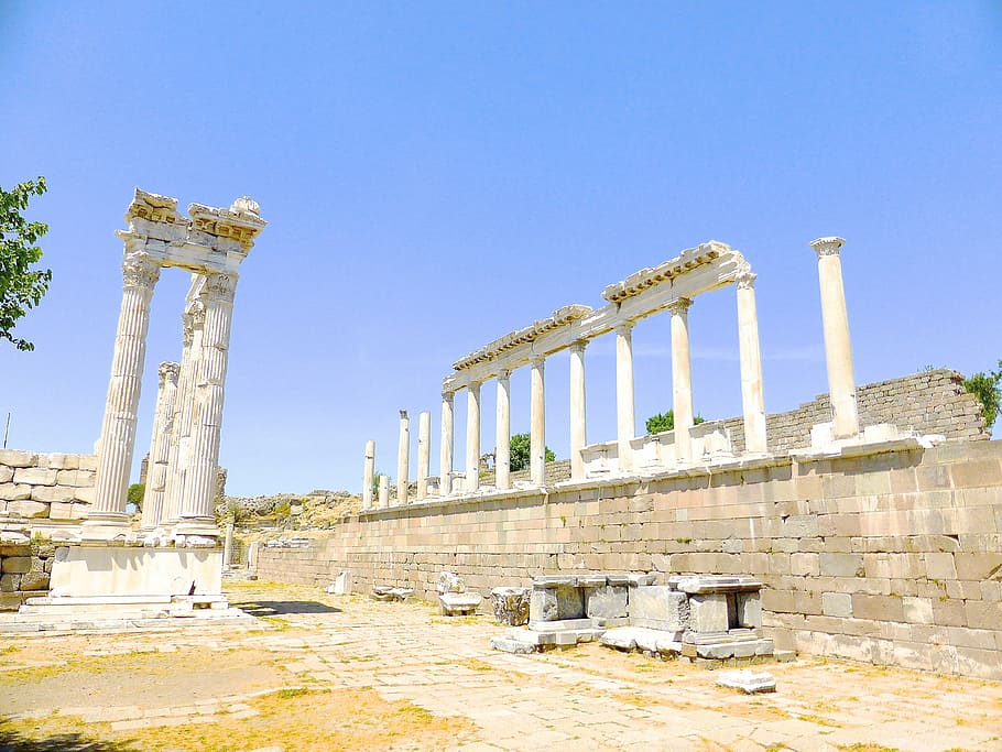 columns, ancient, roman, ruins, turkey, famous, stone, historical HD wallpaper