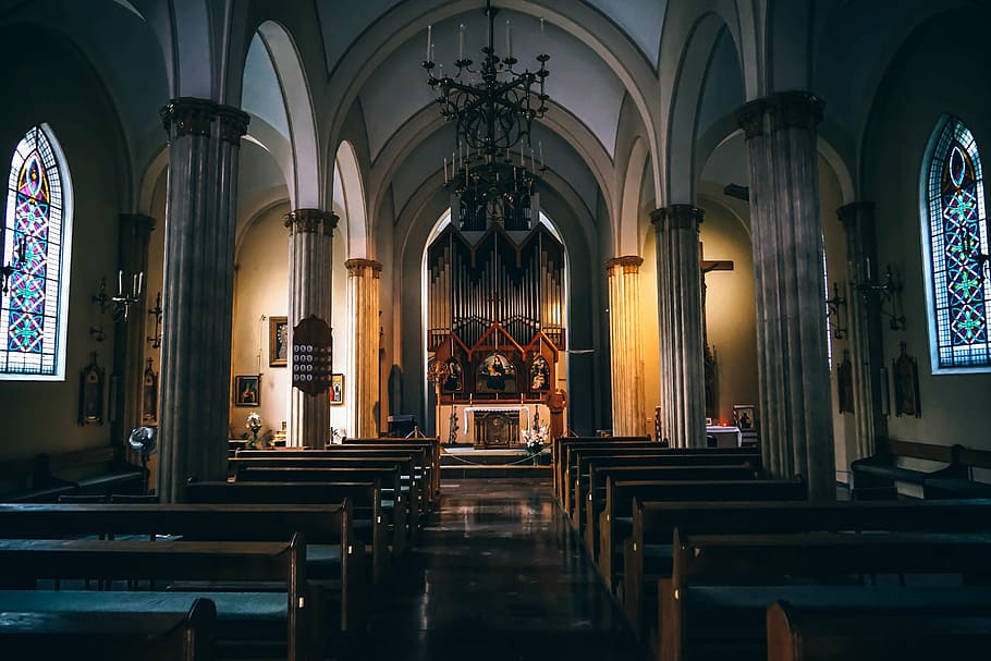 photo of cathedral building, altar, arches, architecture, church HD wallpaper