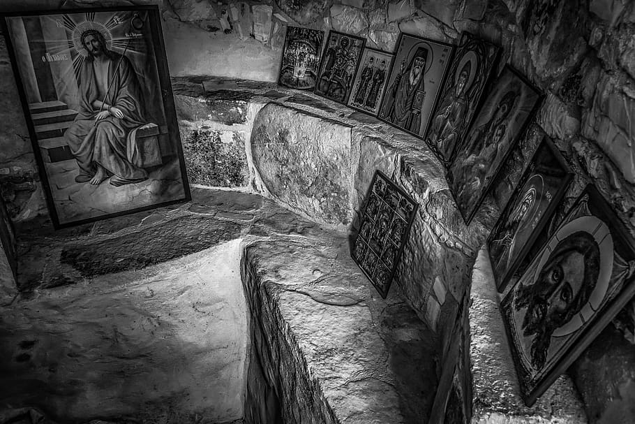 church, cave, architecture, icons, religion, faith, stone, christianity