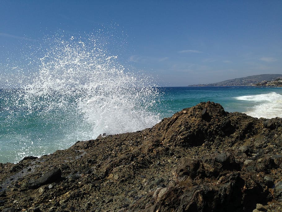 ocean, laguna, beach, sea, wave, nature, coastline, water, blue HD wallpaper