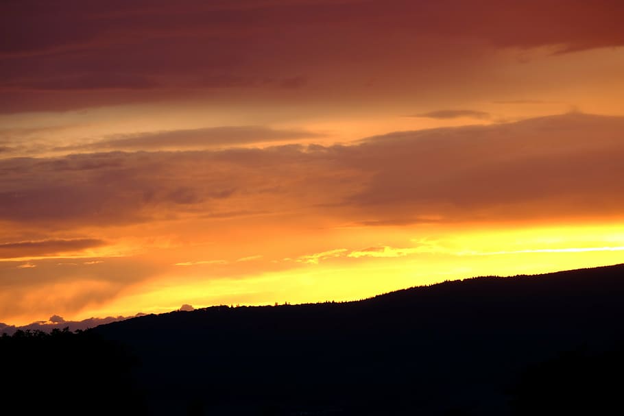evening sky, sunset, afterglow, clouds, abendstimmung, lighting HD wallpaper