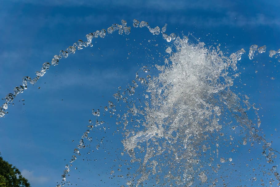 fountain, water, sky, drip, bubble, water feature, wet, spray HD wallpaper