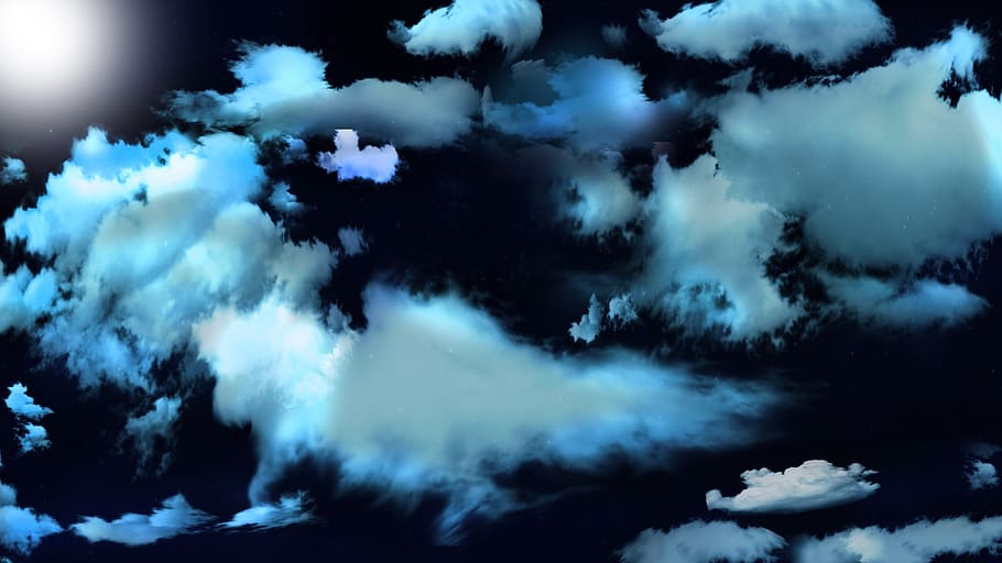 night, sky, romantic, clouds, cloud - sky, no people, nature HD wallpaper