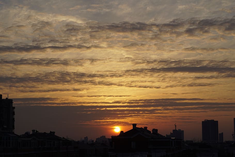 sunset, panoramic, evening, dawn, landscape, dusk, outdoors HD wallpaper