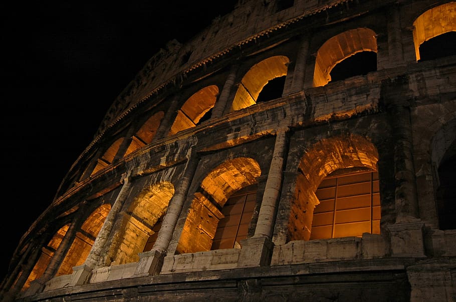 Rome, Colosseum, Night, coliseum, amphitheater, rome - Italy