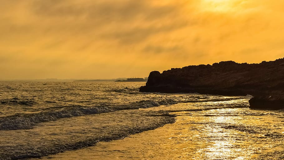 Sunset, Hazy, Clouds, sky, landscape, weather, evening, nature HD wallpaper